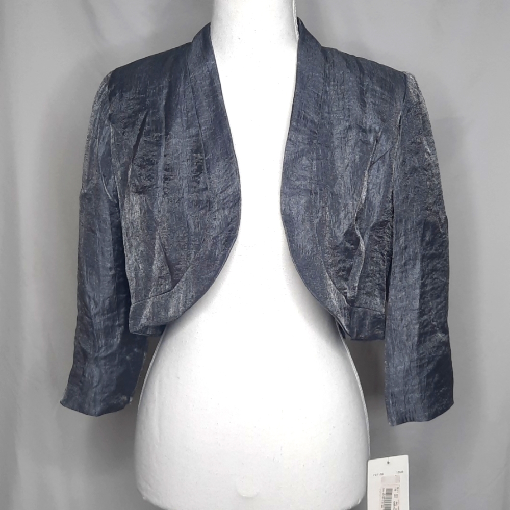 Signature by Robbie Bee Women's Shimmery Gray Bolero Jacket Small